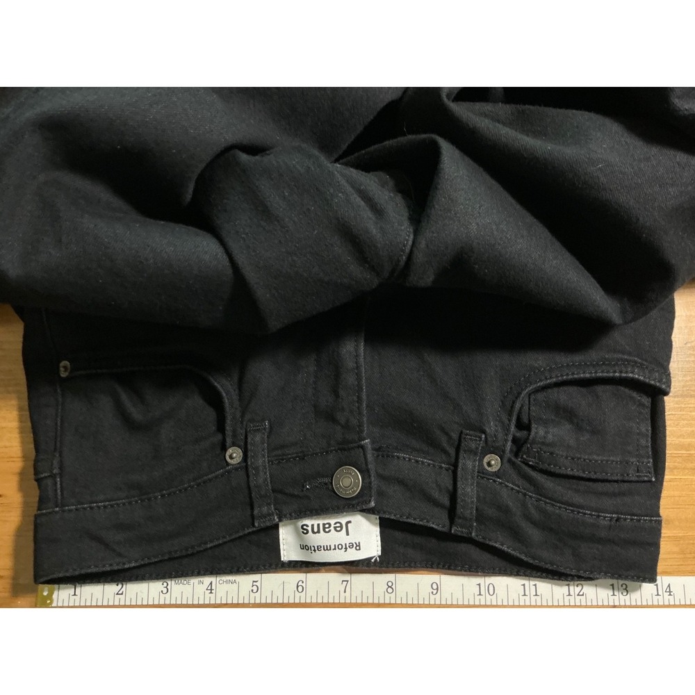 Reformation Emma High Rise Wide Leg Jeans womens 27 Raw Frayed Hem Black Edgy - Picture 6 of 12